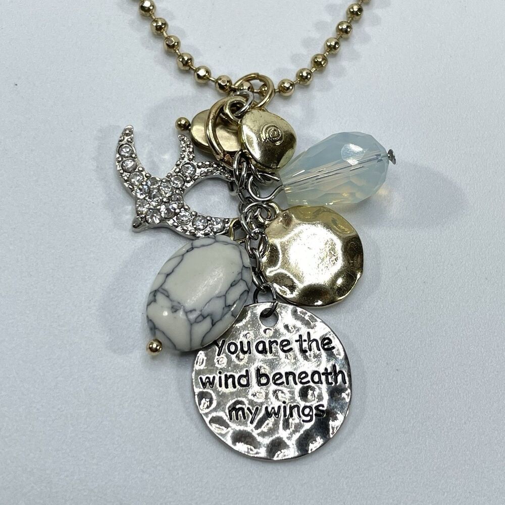 God Tone Beaded Ball Chain Charm Tassel Necklace Boho Statement Cute Fashion